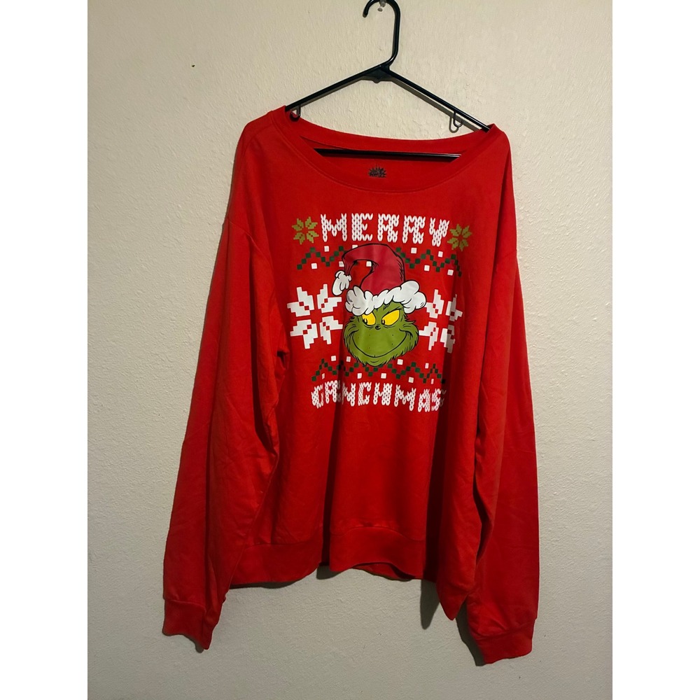The Grinch Merry Grinchmas Red Christmas Lounge Sweatshirt Mens 2XL New Dr Seuss